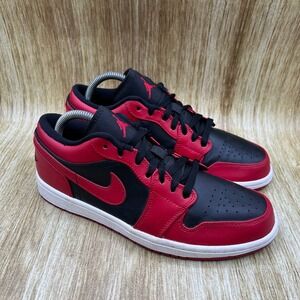 Nike Air Jordan 1 Low Men's Size 8 Reverse Bred Red Black White Shoes 553558-606